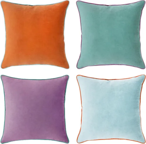 Vista 23 de MONDAY MOOSE - Juego de 4 fundas de cojín decorativas de terciopelo suave, diseño moderno de doble cara; mezcla y combina, rellenos de almohada