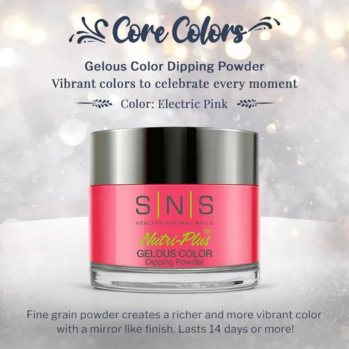 Vista 2 de SNS Polvo de inmersión de uñas, polvo de inmersión de color geloso, rosa eléctrico (rosa), color de uñas de larga duración dura 14 días, bajo olor