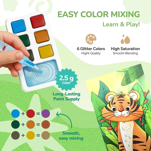 Vista 5 de JoyCat Paquete de 2 libros de pintura de bolsillo con agua para colorear para niños, juego de juguetes de actividades de arte y manualidades, kit