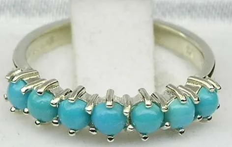 Vista 4 de Anillo de eternidad para mujer de plata de ley 925 auténtica turquesa auténtica