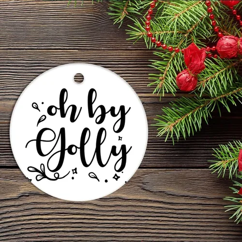 Vista 2 de Adorno de Navidad motivacional de círculo, adorno de cerámica de Navidad, regalo divertido para mujeres/hombres, adorno para árbol de Navidad