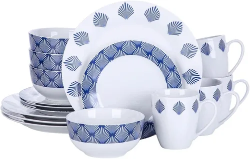 Vista 26 de VEWEET Annie - Vajilla de porcelana para 6 personas, 30 piezas, con platos y tazones, incluyendo cena, postre, sopa, tazas y platillos