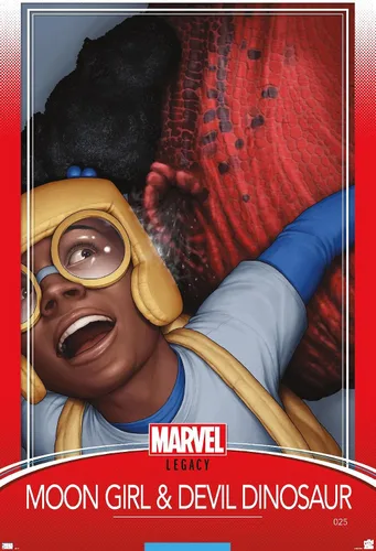 Vista 15 de Trends International Marvel Moon Girl & Devil Dinosaur - Póster de pared legado, 22.4 pulgadas de largo x 14.7 pulgadas, versión enmarcada en madera
