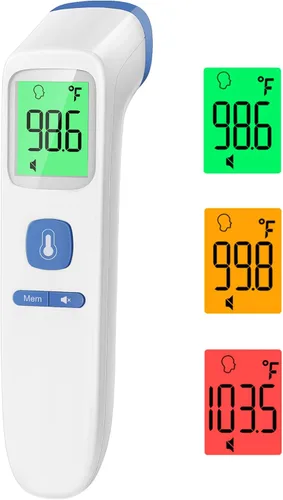 Vista 11 de Termómetro sin contacto para adultos y niños, termómetro digital para bebés con alarma de fiebre, resultado rápido en 1 segundo, fácil de usar, modo