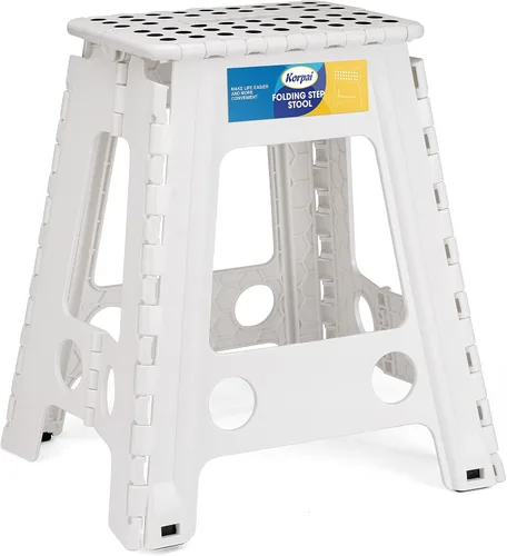 Vista 18 de Korpai Taburete plegable de 9 pulgadas para adultos, niños, taburetes plegables antideslizantes con mango portátil, taburete plegable de plástico