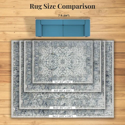 Vista 5 de LUXE WEAVERS Euston Collection 8060 - Alfombra oriental moderna color marfil de 6 x 9 pulgadas