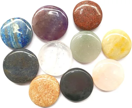 Vista 8 de Juego de 10 cristales curativos Jet Chakra Juego de 10 piedras pulidas para el equilibrio de chakras, cristales y piedras curativas para terapia