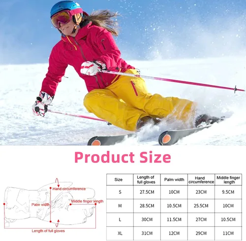 Vista 6 de Ski Gloves, ProChosen Winter Warm Gloves Men Women, Waterproof Nonslip Breathable Touchscreen Snow Gloves, Snowboarding Gloves for Cold Weather