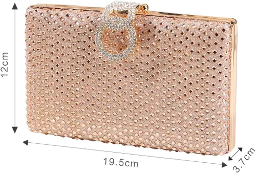 Vista 7 de Dreubea Bolso de mano brillante para mujer con diamantes de imitación