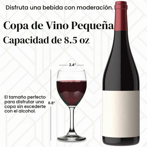 Vista 2 de Vikko Copas de vino pequeñas de 8.5 onzas, juego de 6, vidrio transparente, tallo duradero, apto para lavavajillas