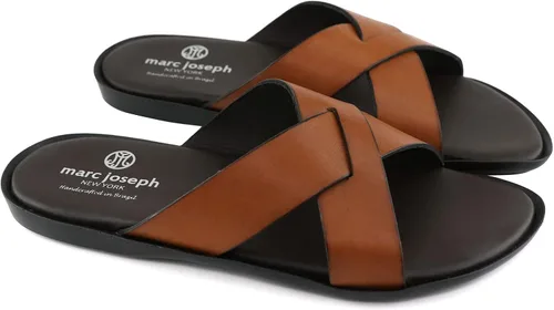 Vista 4 de MARC JOSEPH NEW YORK Sandalias abiertas antideslizantes de cuero genuino para hombre estilo casual cómodas ligeras a la moda para interiores