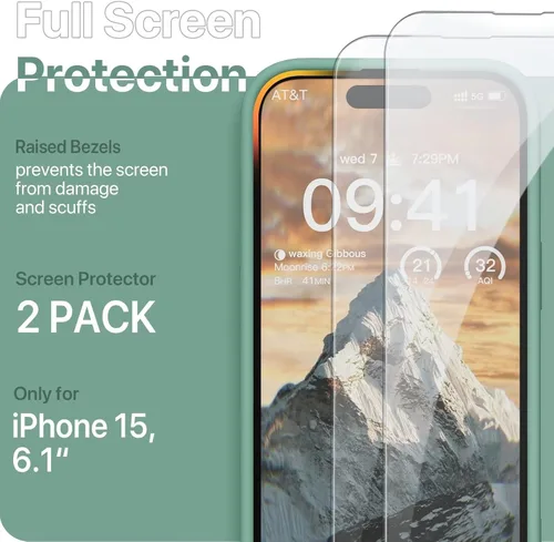 Vista 5 de GOODVISH Funda compatible con iPhone 15, silicona mejorada [protección mejorada de la cámara] funda para teléfono con 2 protectores de pantalla