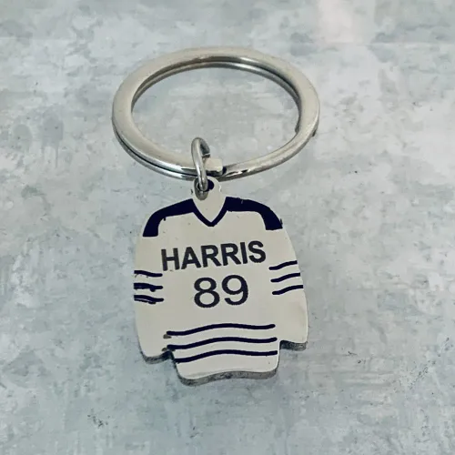 Vista 7 de Llavero de hockey sobre hielo grabado personalizado, regalo de hockey personalizado, joyería de hockey, jugador de hockey, regalo