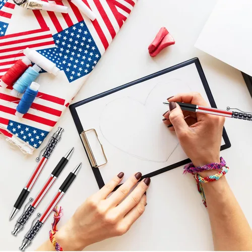Vista 5 de Tenare 32 bolígrafos de tinta de gel negra con temática patriótica de Estados Unidos de 0.039 pulgadas, Día de la Independencia, 250 aniversario