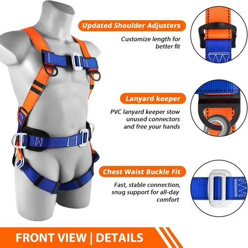 Vista 3 de TT TRSMIMA Kit de Protección Anticaída con Arnés de Seguridad: Arnés de Cuerpo Completo para Techo con Cordón de Absorción de Impactos - Almohada