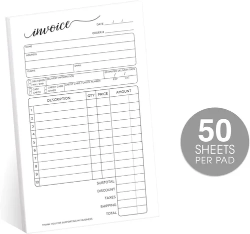 Vista 3 de Stylish Script - Bloc de formulario de factura sin carbono de 2 partes, 50 hojas, 3.4 x 5.5 pulgadas, libro de recibos de venta de pedidos de compra