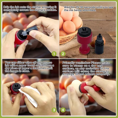 Vista 5 de Sellos de huevos personalizados Sellos de huevos personalizados para huevos frescos con tu diseño/texto para marca de granja, huevos de patio