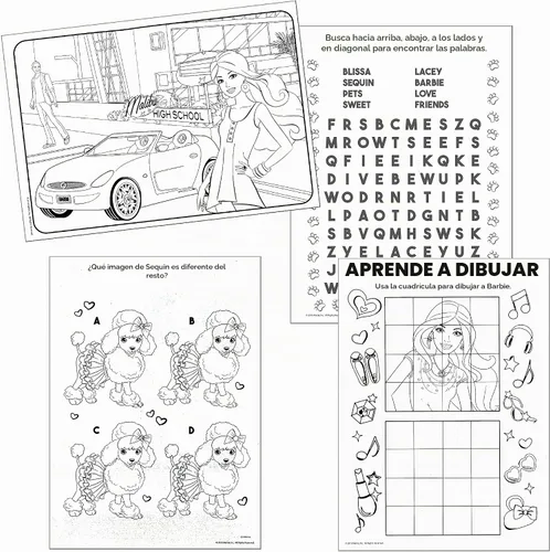 Vista 3 de Lazy Days Barbie Live Life with Love - Libro para colorear y actividades - 96 páginas