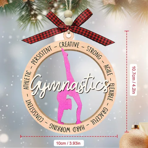 Vista 4 de Adorno de gimnasia para niña, adornos de gimnasta para árbol de Navidad, regalos de gimnasia para niñas, entrenadora, regalos de gimnasta para niñas