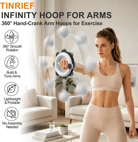 Vista 10 de Infinity Hoop for Arms 360° Hand-Crank Arm Trainer for Home Workouts White