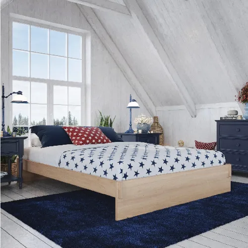 Vista 12 de Decoro Liberty - Cama de plataforma de madera, acabado de nogal, tamaño Queen