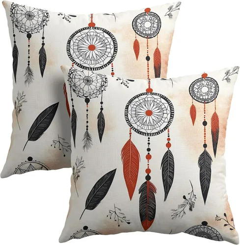 Vista 12 de Fundas de almohada tribales marrones - Juego de 2 fundas de almohada étnicas 40x40 cm azteca geométrica para decoración de sofá, cama, hogar