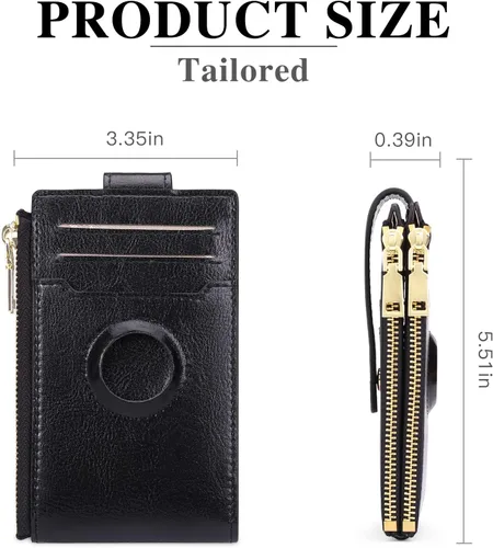 Vista 5 de FALAN MULE Billetera para AirTag para mujer con funda integrada para AirTag, AB-Negro medianoche