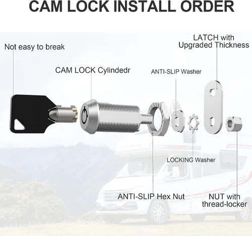 Vista 8 de Paquete de 1 cerradura de gabinete con llaves, cerradura de leva de 5/8 pulgadas con llave similar, cerradura de almacenamiento para compartimento