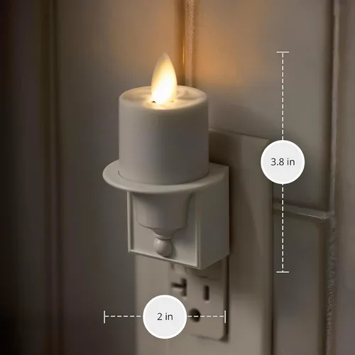 Vista 7 de Luminara Luz nocturna sin llama con sensor automático oscuro de luz del atardecer al amanecer, enchufe de pared blanco luz LED nocturna