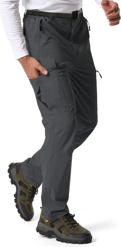 Vista 16 de Pantalones de senderismo para hombre, ligeros, transpirables, con 6 bolsillos, para verano, casual, de secado rápido, impermeables, pantalones