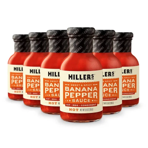 Vista 16 de Miller's Banana Pepper Habanero - Salsa picante picante de plátano y pimienta, el mejor uso para carnes a la parrilla, barbacoa y alitas de pollo