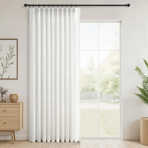 Vista 22 de Topfinel 2 paneles de cortinas plisadas de lino beige y blanco de 63 pulgadas de largo, para dormitorio y sala de estar, cortinas semitransparentes