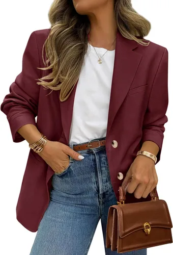 Vista 19 de PRETTYGARDEN Blazers 2026 para mujer casual de negocios Caqui oscuro