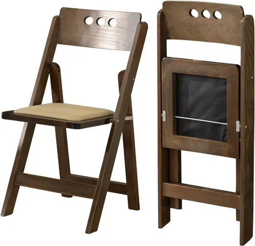 Vista 10 de Silla plegable de madera, color madera de fruta, juego de 2
