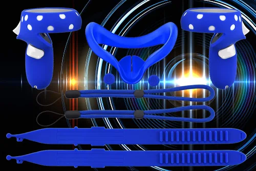 Vista 7 de XIAOGE Accesorios de control para Oculus Quest 2 con combo de cubierta facial, accesorio de auriculares VR a prueba de sudor y anticolisión
