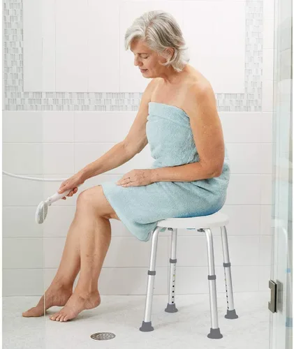 Vista 6 de Carex Taburete de ducha compacto, taburete de baño de altura ajustable y asiento de ducha, asiento de baño de aluminio que soporta 250 libras