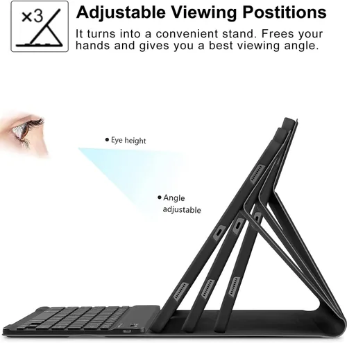 Vista 8 de Funda con teclado para Lenovo Tab M11 de 11 pulgadas 2024 (TB330FU/TB330XU), 7 colores con retroiluminación de arco iris desmontable Bluetooth