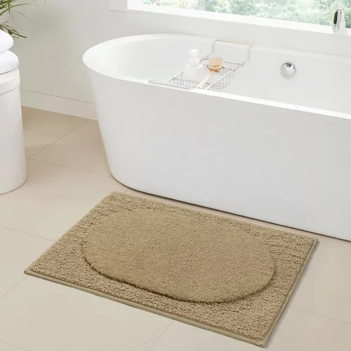 Vista 4 de DEXDE - Alfombra antideslizante para baño, ducha, 24 x 16 pulgadas, color beige
