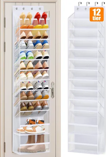 Vista 2 de MISSLO Organizador de zapatos de 12 niveles sobre la puerta y organizador de zapatos transparente sobre la puerta