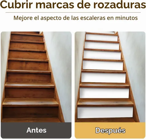 Vista 2 de funlife 3 calcomanías de vinilo autoadhesivas para escaleras para pelar y pegar, 39.37 x 7.09 pulgadas, color blanco puro