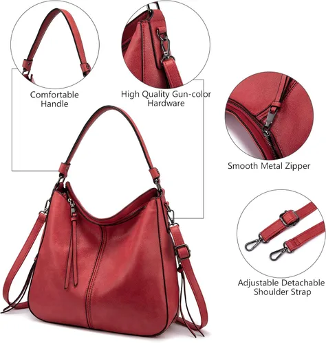 Vista 6 de Bolsas de diseñador de estilo hobo, grandes, de cuero sintético, para mujer