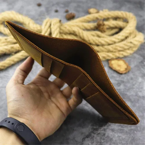 Vista 2 de CZDYUF - Cartera corta retro para hombre, vertical, dos pliegues, estilo casual, tarjetero (color D, tamaño 3.9 x 3.9in)