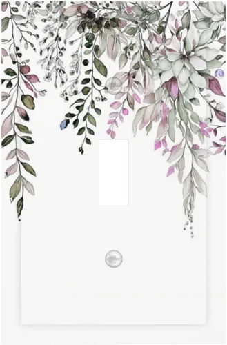 Vista 69 de Cubierta de tomacorriente eléctrico dúplex individual estilo campestre con diseño floral de flores y pájaros en blanco y negro, placa de pared de 1