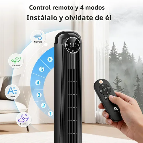 Vista 5 de Antarctic Star T36 Tower Fan-36 Inch, Bladeless Oscillating Fan with Remote, 6 Speeds & 4 Modes, LED Display, 9H Timer, Quiet Floor Standing Fan for
