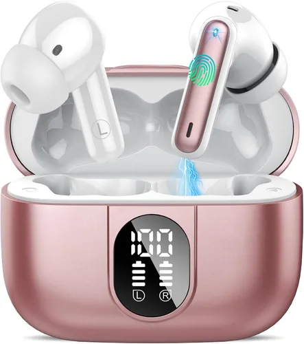 Vista 12 de Csasan Auriculares inalámbricos Bluetooth 5.3, auriculares intraurales de reproducción de 40 horas, mini auriculares Bluetooth con micrófono ENC