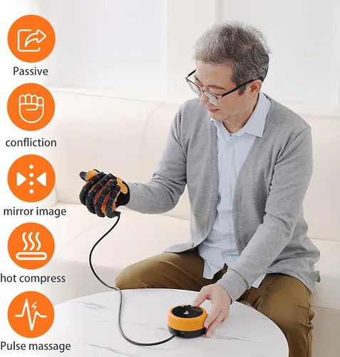 Vista 4 de Guantes de robot de rehabilitación, dispositivo de recuperación de mano de golpe, equipo de terapia de accidente cerebrovascular para adultos, 5