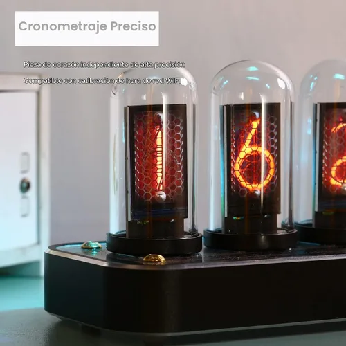 Vista 6 de Reloj Nixie, tubo de imitación brillo IPS base de aleación de aluminio, soporte de carga de imágenes personalizadas, interruptor de 12/24 horas, 40