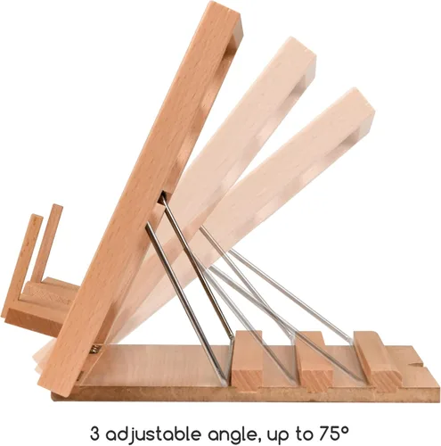 Vista 4 de MEEDEN - Soporte para libros con clips para página: 13.39" x 9.25" Soporte plegable ajustable para MacBook de madera de haya para documentos