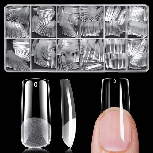 Vista 11 de 510 puntas de uñas ovaladas extra cortas, uñas postizas transparentes