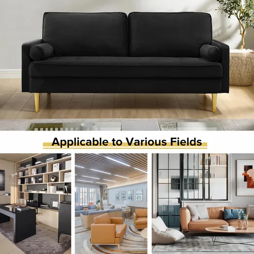 Vista 4 de Sofá Loveseat de Terciopelo, Muebles de Asientos de Amor Pequeños Modernos de Mediados de Siglo, Sofá Cómodo para Sala de Estar, Sofá Tapizado de 2